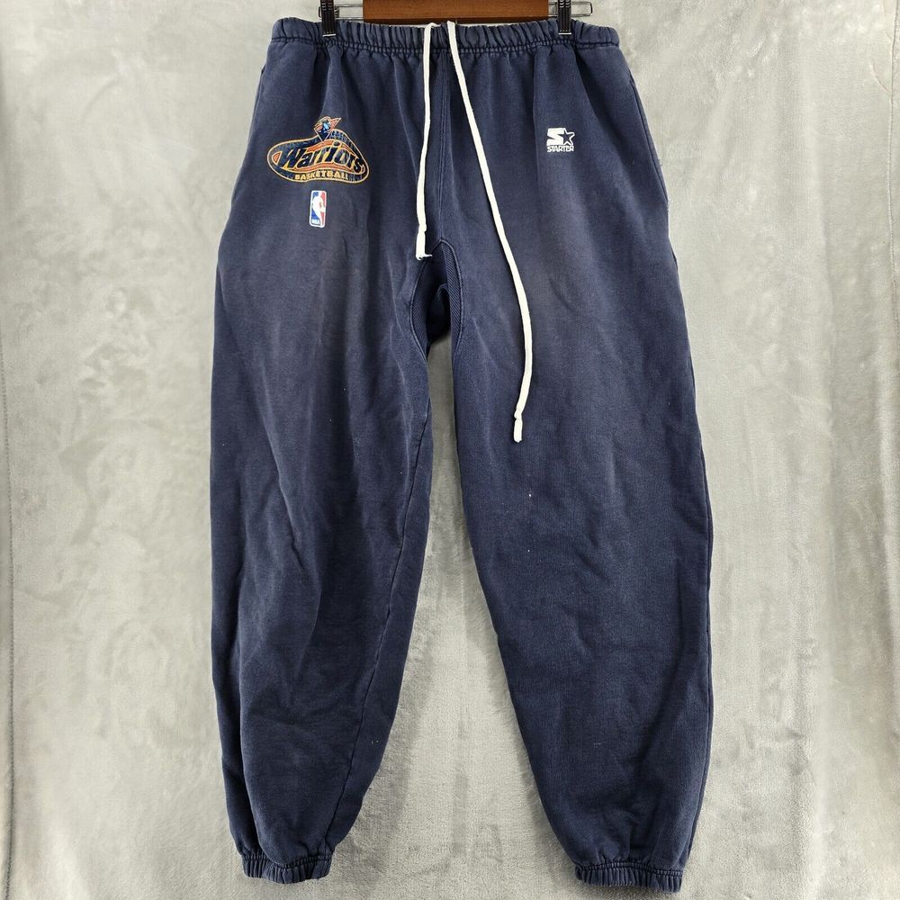 Vintage Starter Golden State Worriers Sweatpants Joggers Mens Large Blue 90s